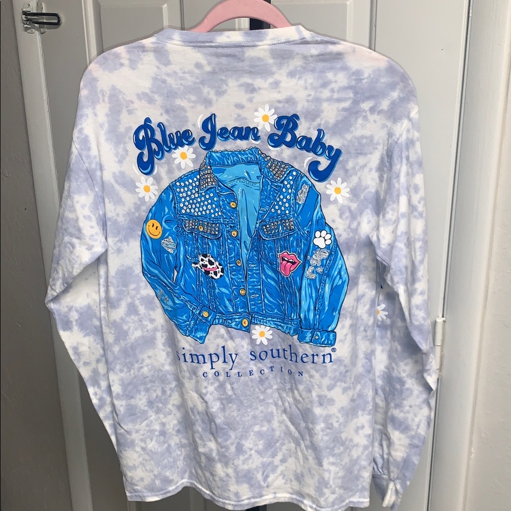 NEW Simply southern blue jean baby long sleeve medium cotton shirt
